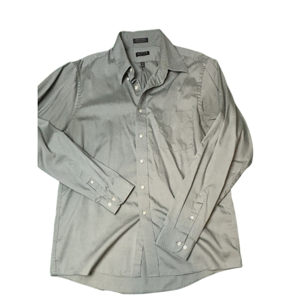 Arrow Shirt Mens Large 16.5 36/37 Sage Gray Fairfield Pinpoint‎ Wrinkle Free